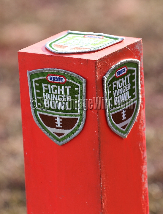 122912 Kraft SA-048.JPG - Dec 29, 2012; San Francisco, CA, USA; General view of the end zone marker during the 2012 Kraft Fighting Hunger Bowl at AT&T Park.